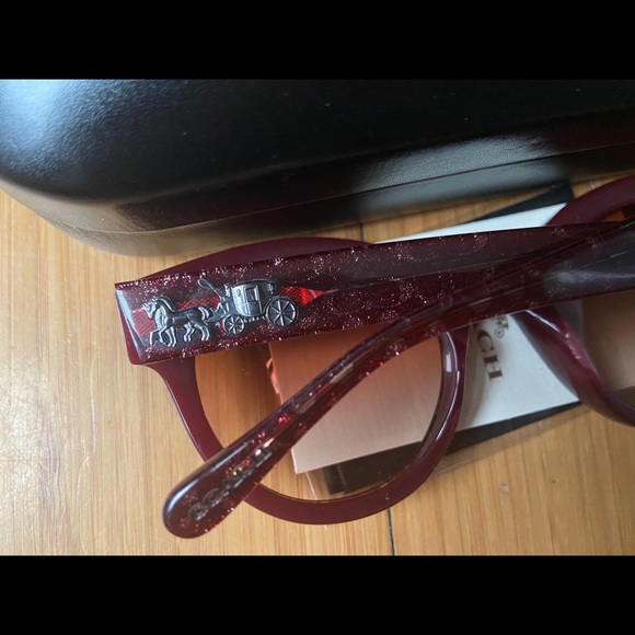 Coach Sunglasses Burgundy Glitter Logo C (L1076) - Picture 3 of 7